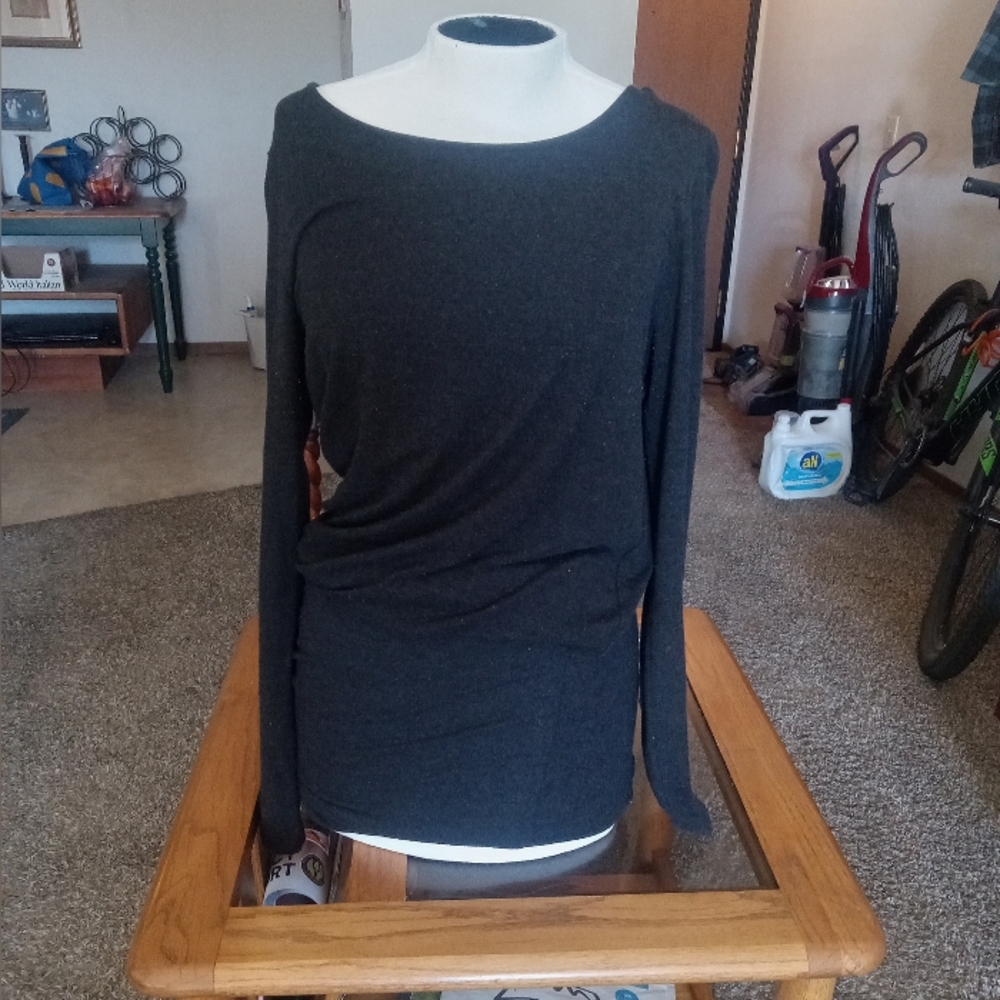 Elegant Open Back Charcoal Gray Tunic Top Size Medium. Moss Copenhagen Brand